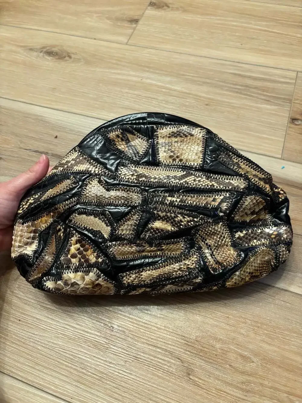 Vintage Snakeskin and Leather Framed Clutch Bag